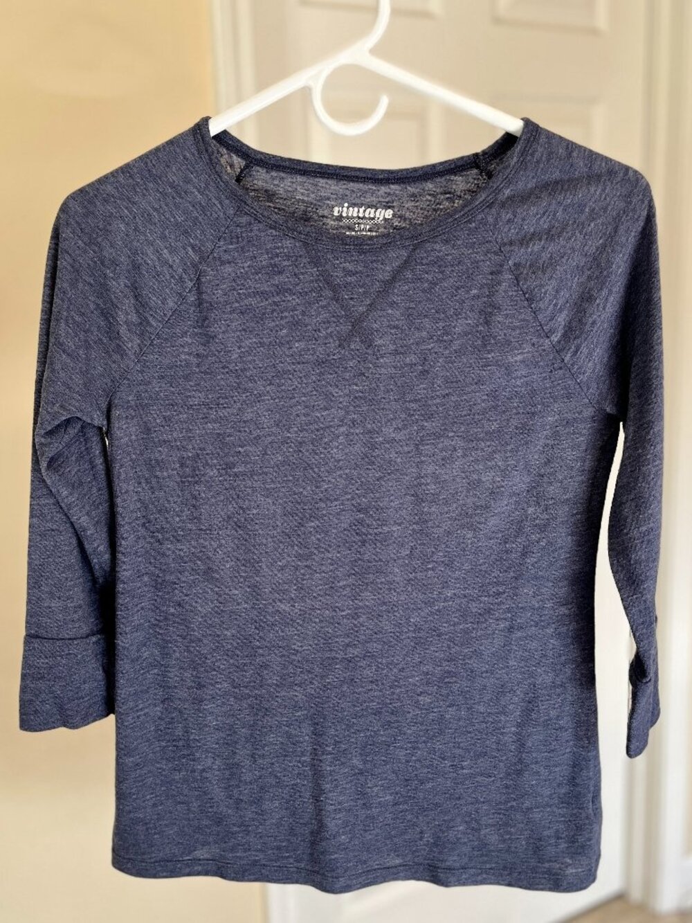 Old Navy "Vintage" Heather Blue 3/4 Sleeve Baseball Shirt, Size S